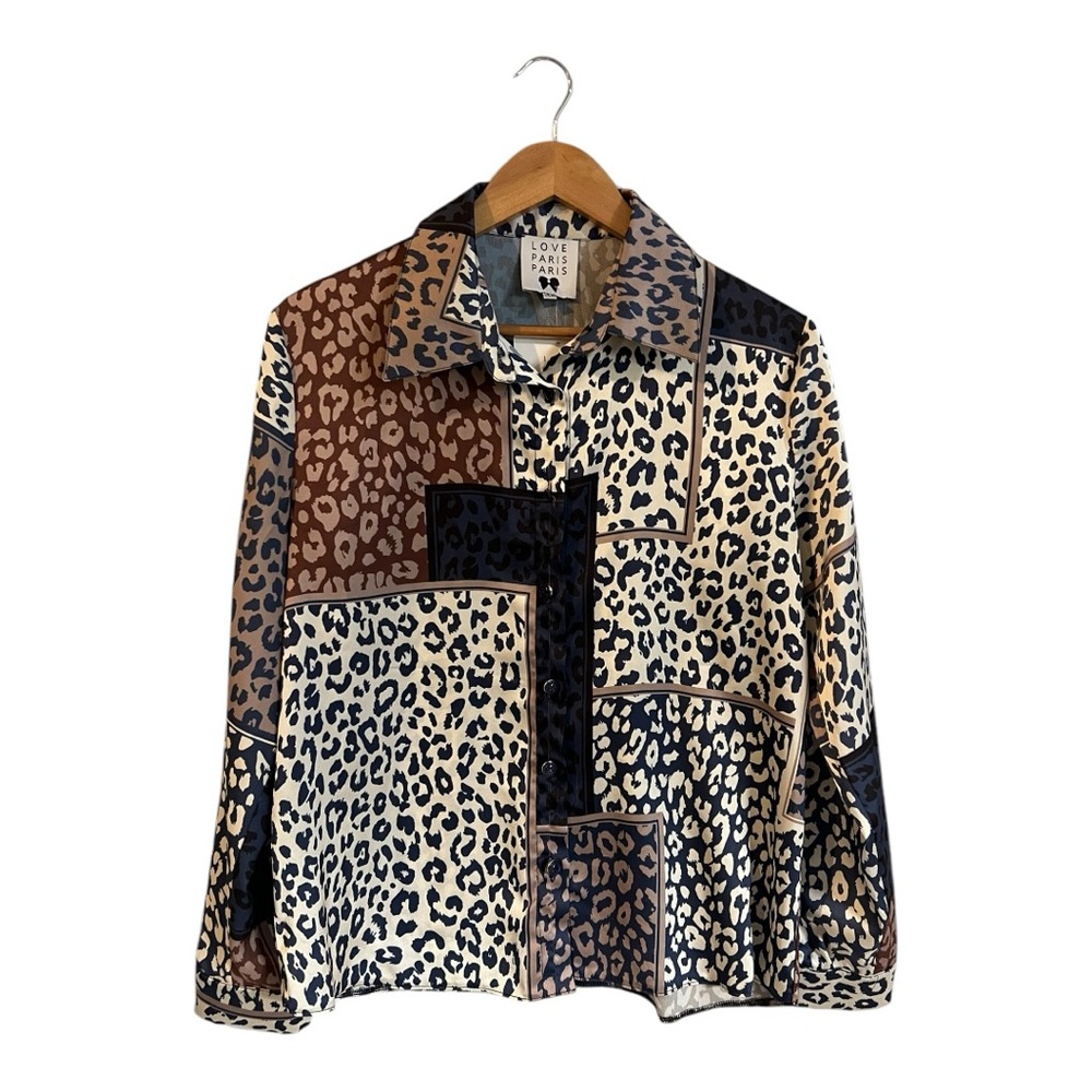 Leopard Print Patchwork Blouse - image 1